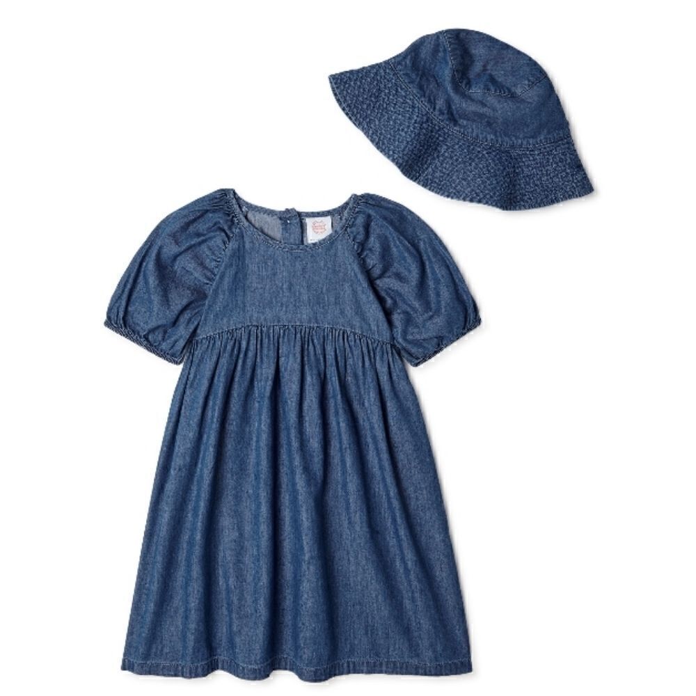 Toddler Girls’ Dress Set with Bucket Hat, 2-Piece Set Size 5T